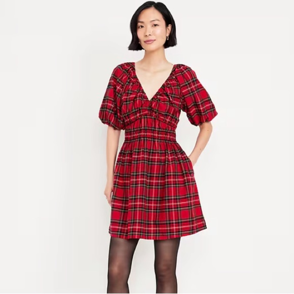 Old Navy Red and Black Plaid Dress